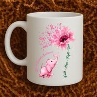 Breast Cancer Awareness Sunflower Elephant Pink Ribbon Coffee Mug thumb 2