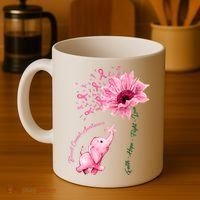 Breast Cancer Awareness Sunflower Elephant Pink Ribbon Coffee Mug thumb 4