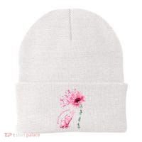 Breast Cancer Awareness Sunflower Elephant Pink Ribbon Beanie thumb 0