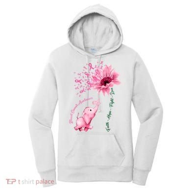 Breast Cancer Awareness Sunflower Elephant Pink Ribbon Women's Hoodie
