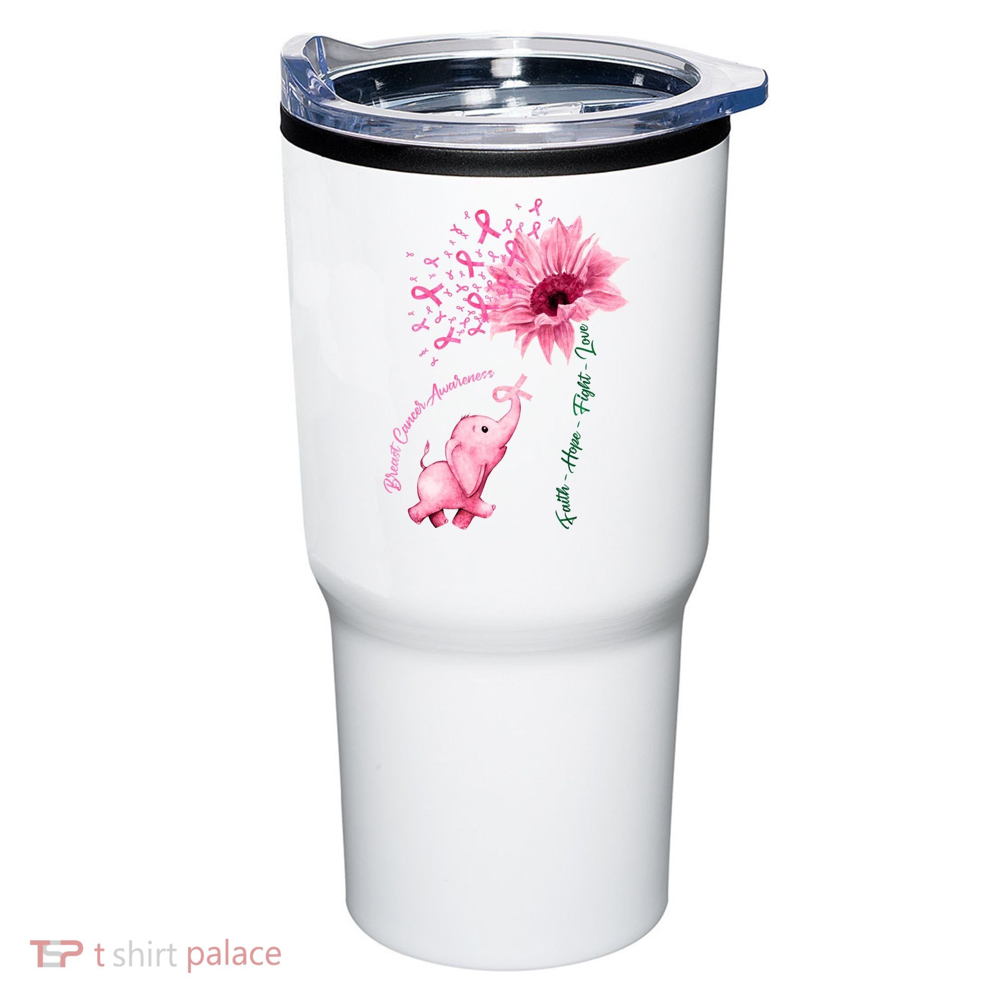 Breast Cancer Awareness Sunflower Elephant Pink Ribbon Tumbler