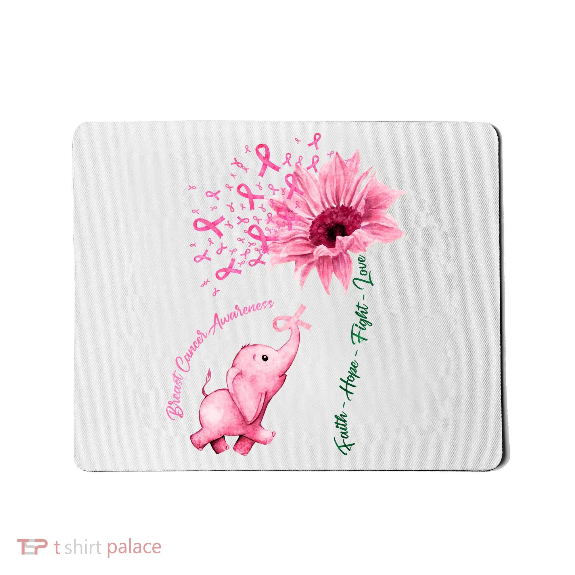 Breast Cancer Awareness Sunflower Elephant Pink Ribbon Mousepad