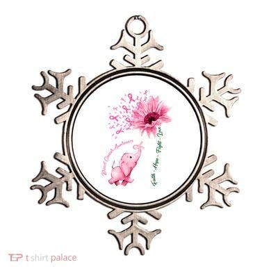 Breast Cancer Awareness Sunflower Elephant Pink Ribbon Ornament