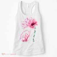Breast Cancer Awareness Sunflower Elephant Pink Ribbon Women's Tank Top thumb 0