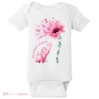 Breast Cancer Awareness Sunflower Elephant Pink Ribbon Baby Bodysuit thumb 0