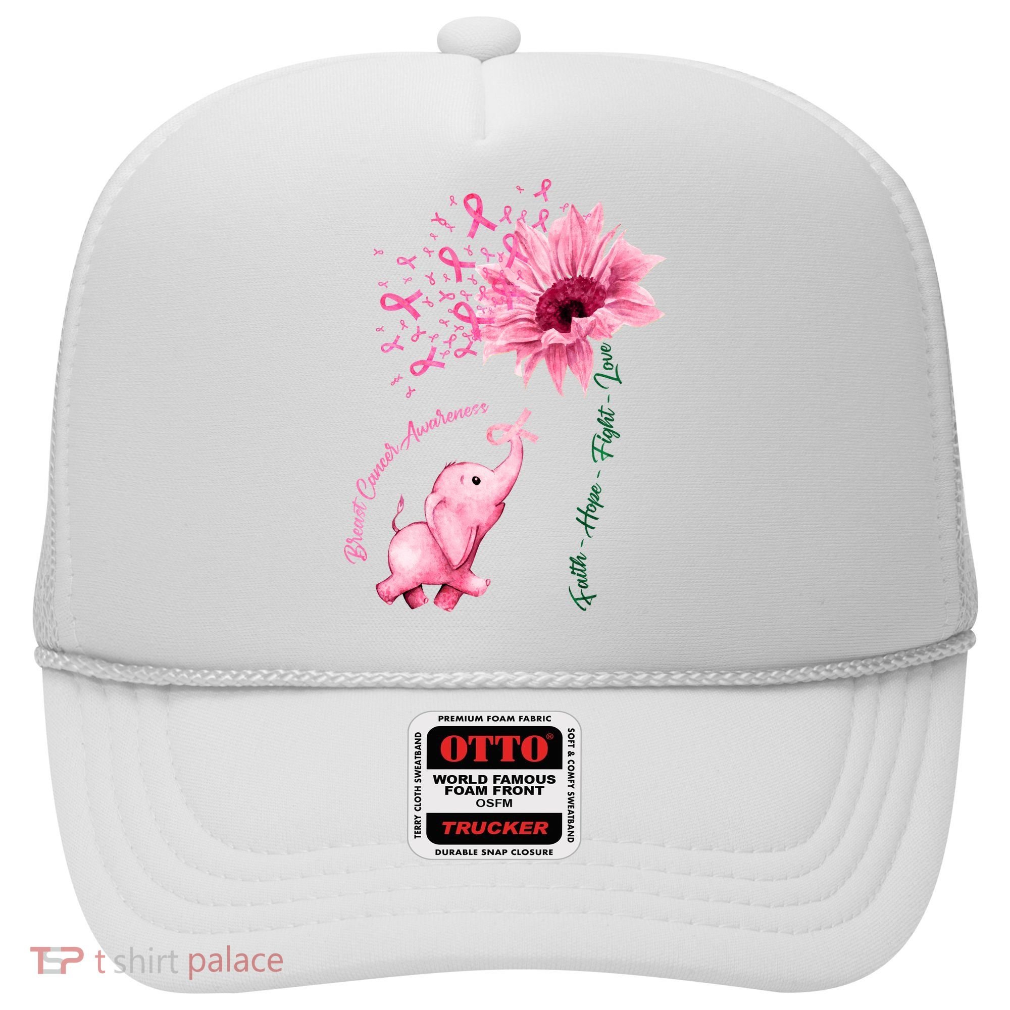 Breast Cancer Awareness Sunflower Elephant Pink Ribbon Hat