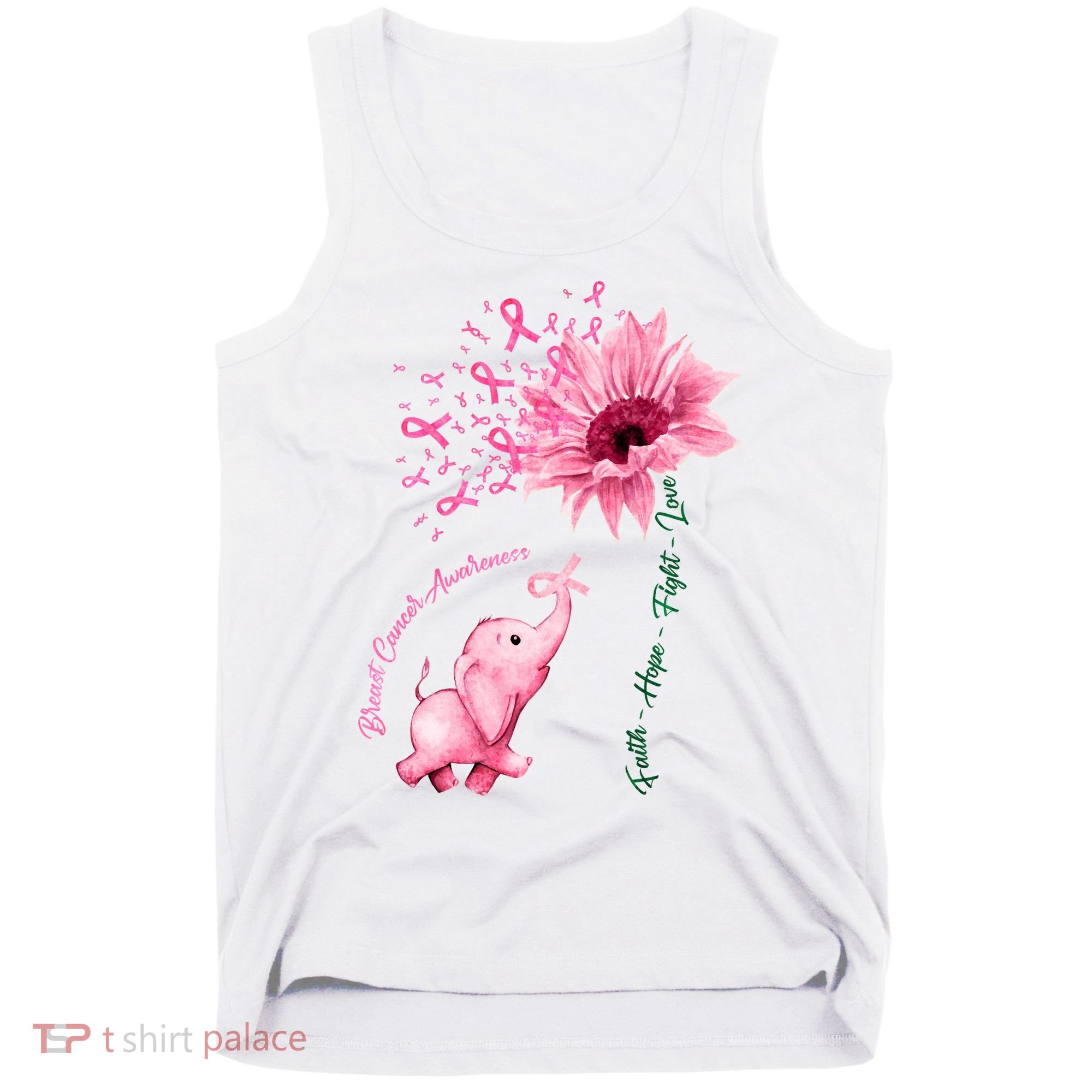 Breast Cancer Awareness Sunflower Elephant Pink Ribbon Tank Top