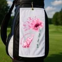 Breast Cancer Awareness Sunflower Elephant Pink Ribbon Golf Towel thumb 2