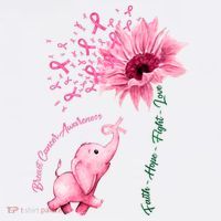 Breast Cancer Awareness Sunflower Elephant Pink Ribbon Visor thumb 3