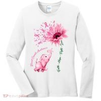 Breast Cancer Awareness Sunflower Elephant Pink Ribbon Women's Long Sleeve Shirt thumb 0