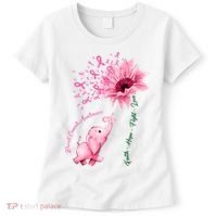 Breast Cancer Awareness Sunflower Elephant Pink Ribbon Women's T-Shirt thumb 0