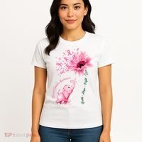 Breast Cancer Awareness Sunflower Elephant Pink Ribbon Women's T-Shirt thumb 4