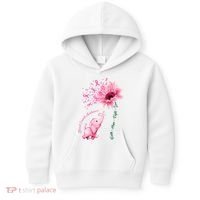 Breast Cancer Awareness Sunflower Elephant Pink Ribbon Kids Hoodie thumb 0
