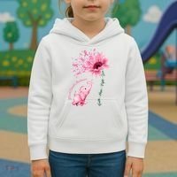 Breast Cancer Awareness Sunflower Elephant Pink Ribbon Kids Hoodie thumb 3