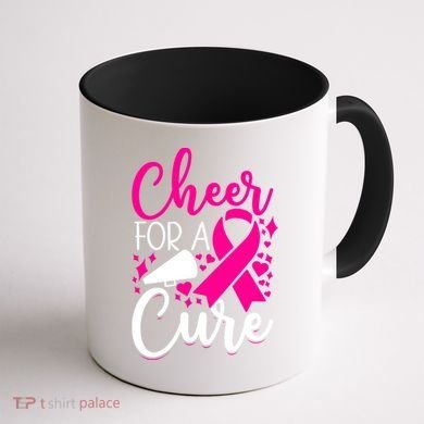 Breast Cancer Awareness Mom Cheerleading Cheer For The Cure Gift Coffee Mug back