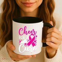 Breast Cancer Awareness Mom Cheerleading Cheer For The Cure Gift Coffee Mug thumb 3