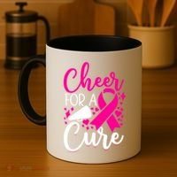 Breast Cancer Awareness Mom Cheerleading Cheer For The Cure Gift Coffee Mug thumb 4