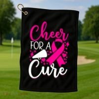 Breast Cancer Awareness Mom Cheerleading Cheer For The Cure Gift Golf Towel thumb 1