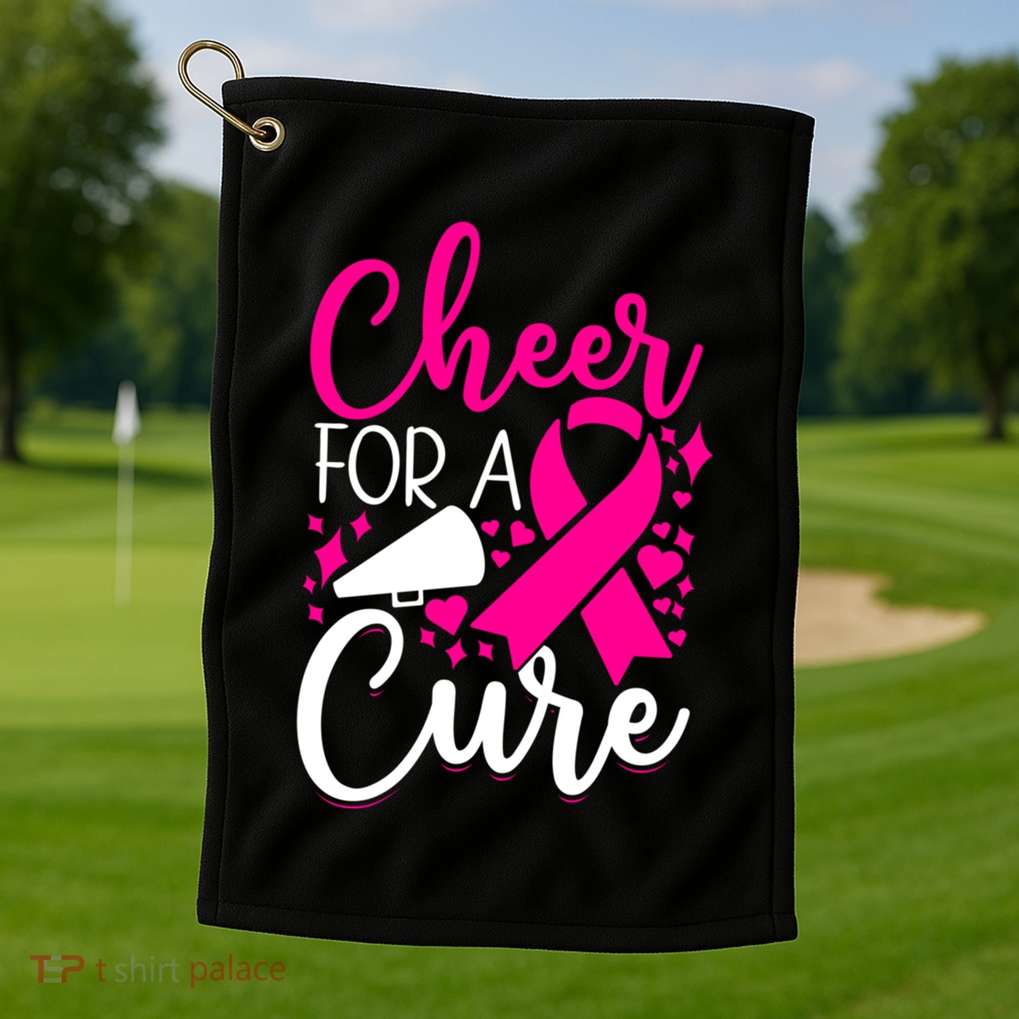 Breast Cancer Awareness Mom Cheerleading Cheer For The Cure Gift Golf Towel