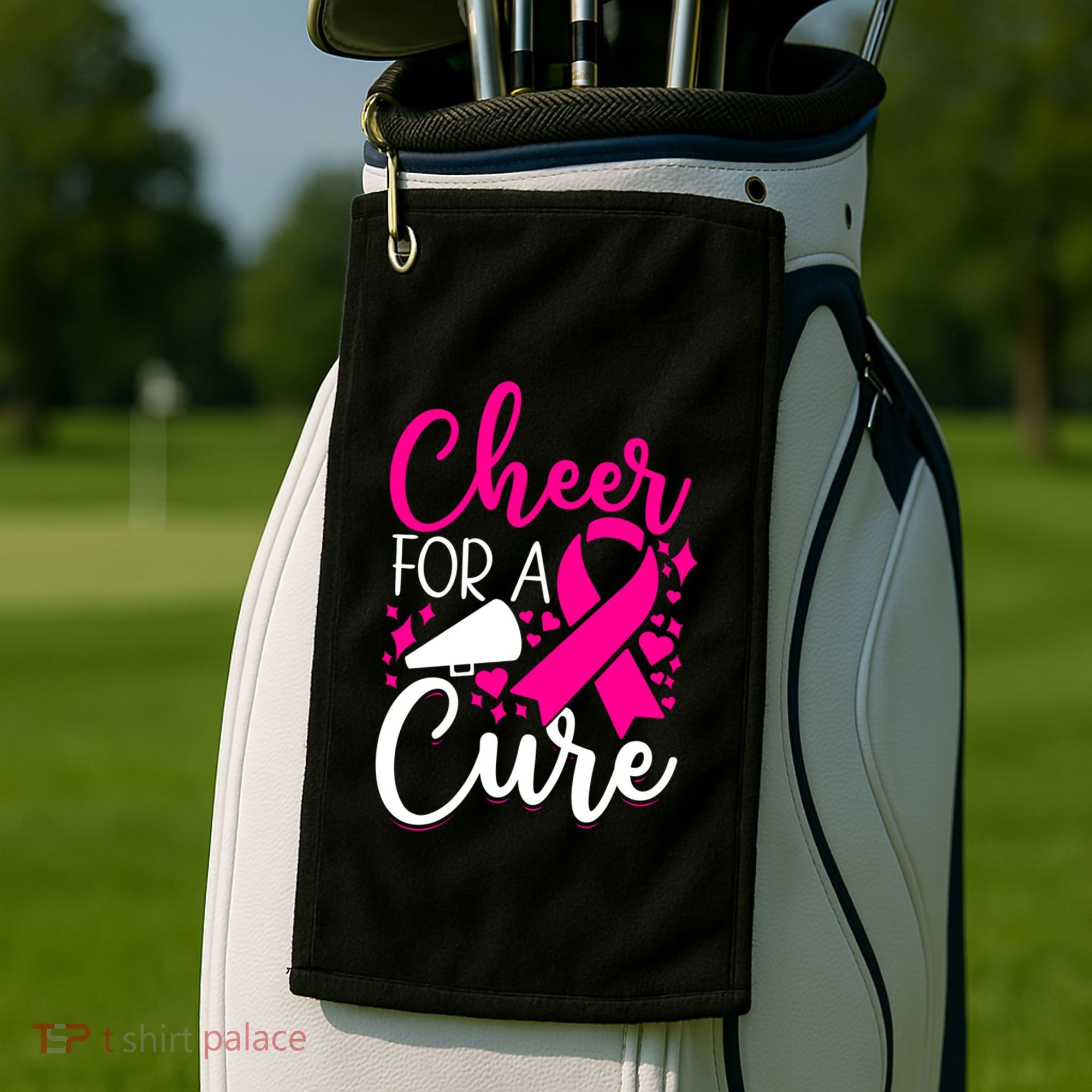 Breast Cancer Awareness Mom Cheerleading Cheer For The Cure Gift Golf Towel