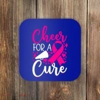 Breast Cancer Awareness Mom Cheerleading Cheer For The Cure Gift Coaster thumb 0