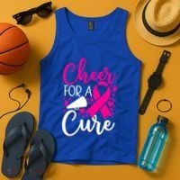 Breast Cancer Awareness Mom Cheerleading Cheer For The Cure Gift Tank Top thumb 4