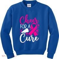 Breast Cancer Awareness Mom Cheerleading Cheer For The Cure Gift Kids Sweatshirt thumb 0