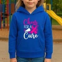 Breast Cancer Awareness Mom Cheerleading Cheer For The Cure Gift Kids Hoodie thumb 3