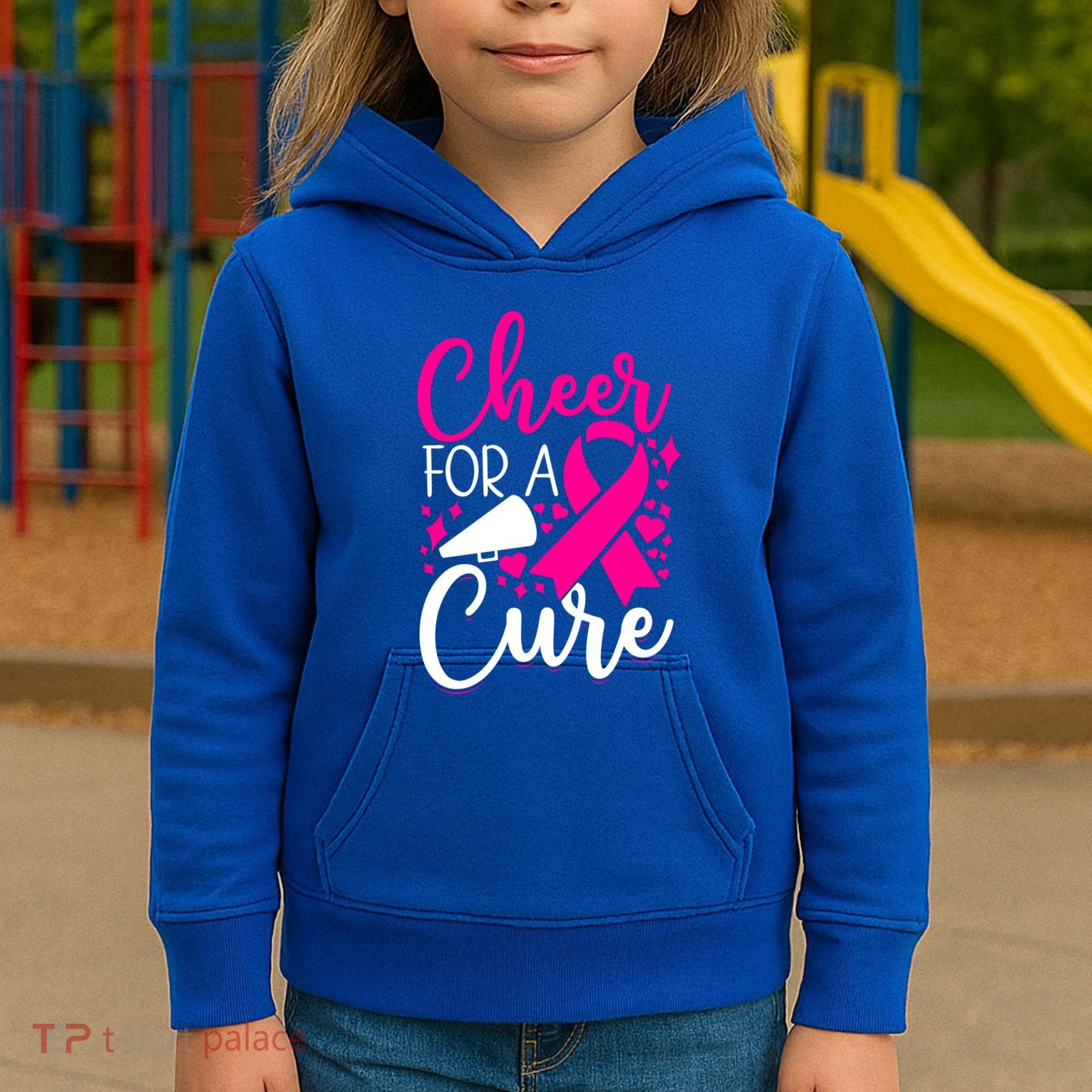 Breast Cancer Awareness Mom Cheerleading Cheer For The Cure Gift Kids Hoodie