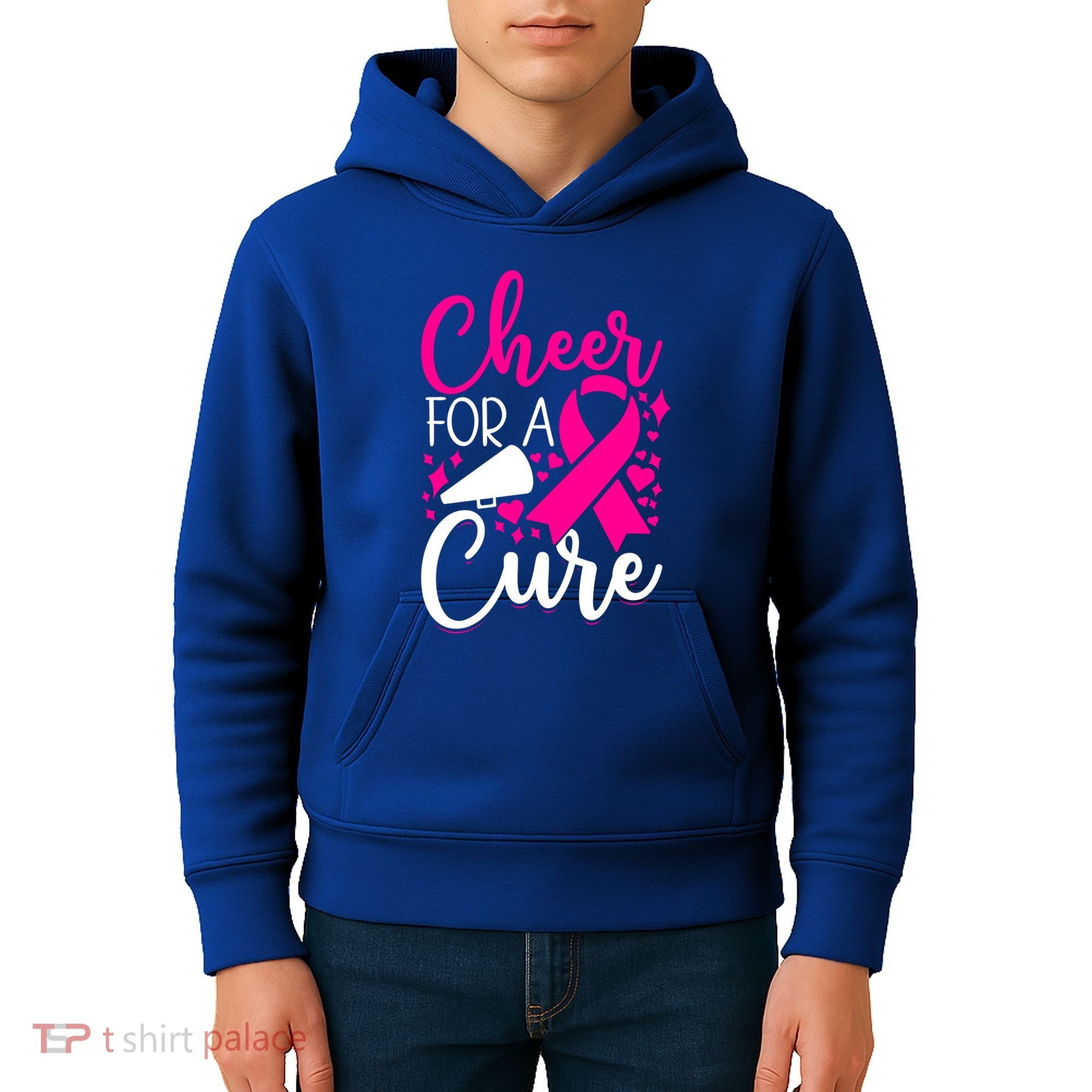 Breast Cancer Awareness Mom Cheerleading Cheer For The Cure Gift Kids Hoodie