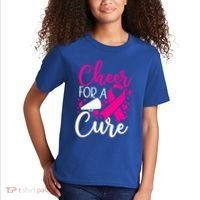 Breast Cancer Awareness Mom Cheerleading Cheer For The Cure Gift Kids T-Shirt thumb 2