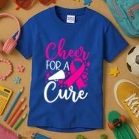 Breast Cancer Awareness Mom Cheerleading Cheer For The Cure Gift Kids T-Shirt thumb 3