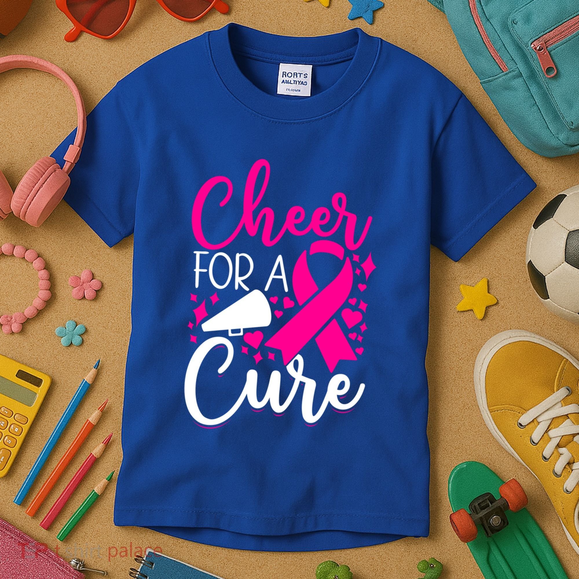 Breast Cancer Awareness Mom Cheerleading Cheer For The Cure Gift Kids T-Shirt