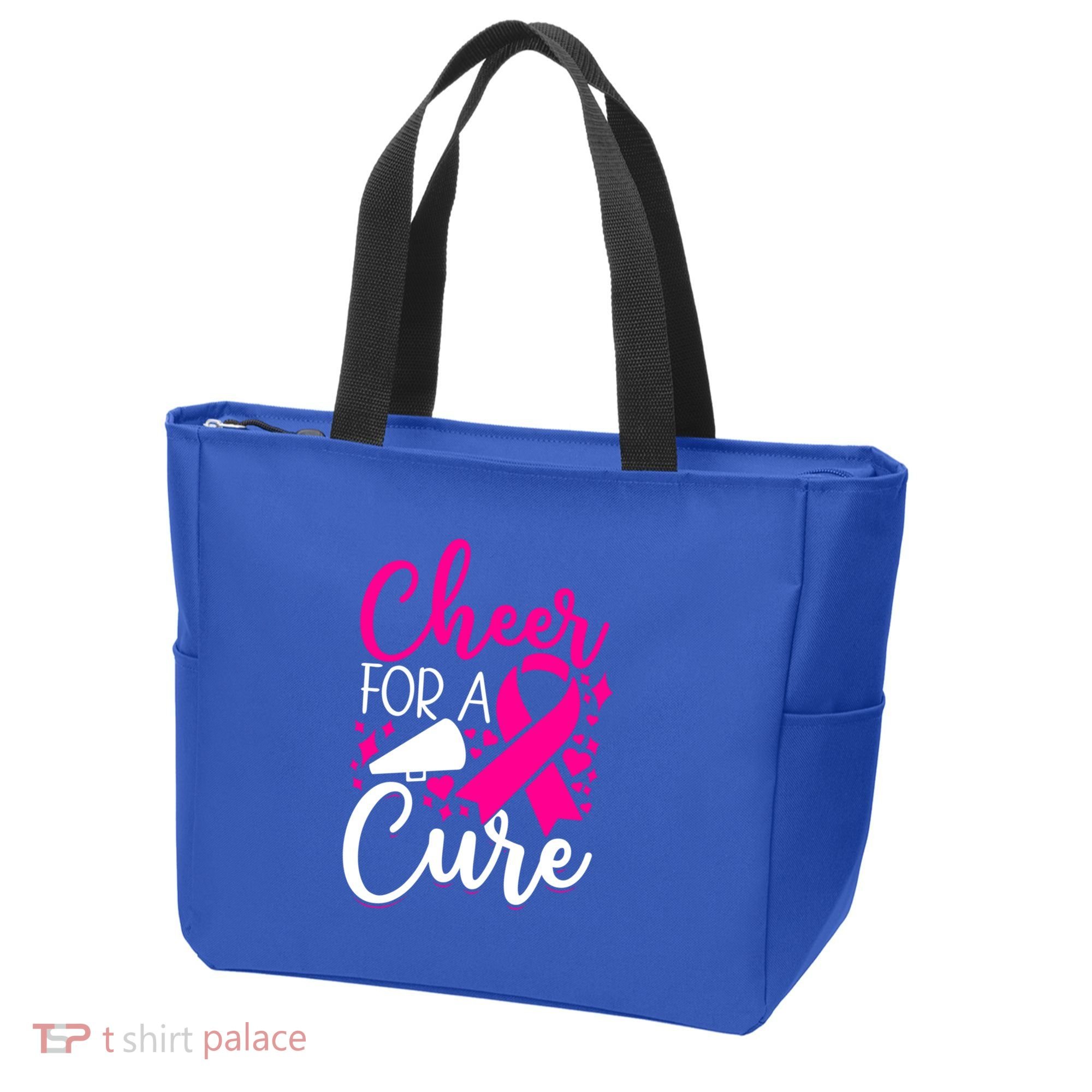 Breast Cancer Awareness Mom Cheerleading Cheer For The Cure Gift Tote Bag