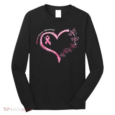 Breast Cancer Awareness Butterfly Simple Logo Long Sleeve Shirt