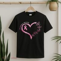 Breast Cancer Awareness Butterfly Simple Logo T-Shirt thumb 2