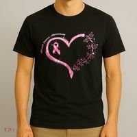 Breast Cancer Awareness Butterfly Simple Logo T-Shirt thumb 3