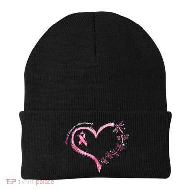Breast Cancer Awareness Butterfly Simple Logo Beanie