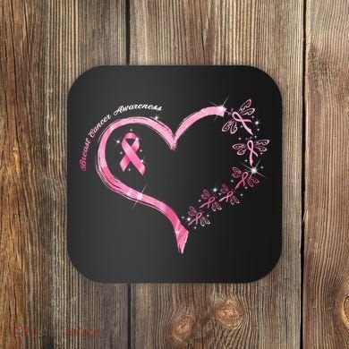 Breast Cancer Awareness Butterfly Simple Logo Coaster