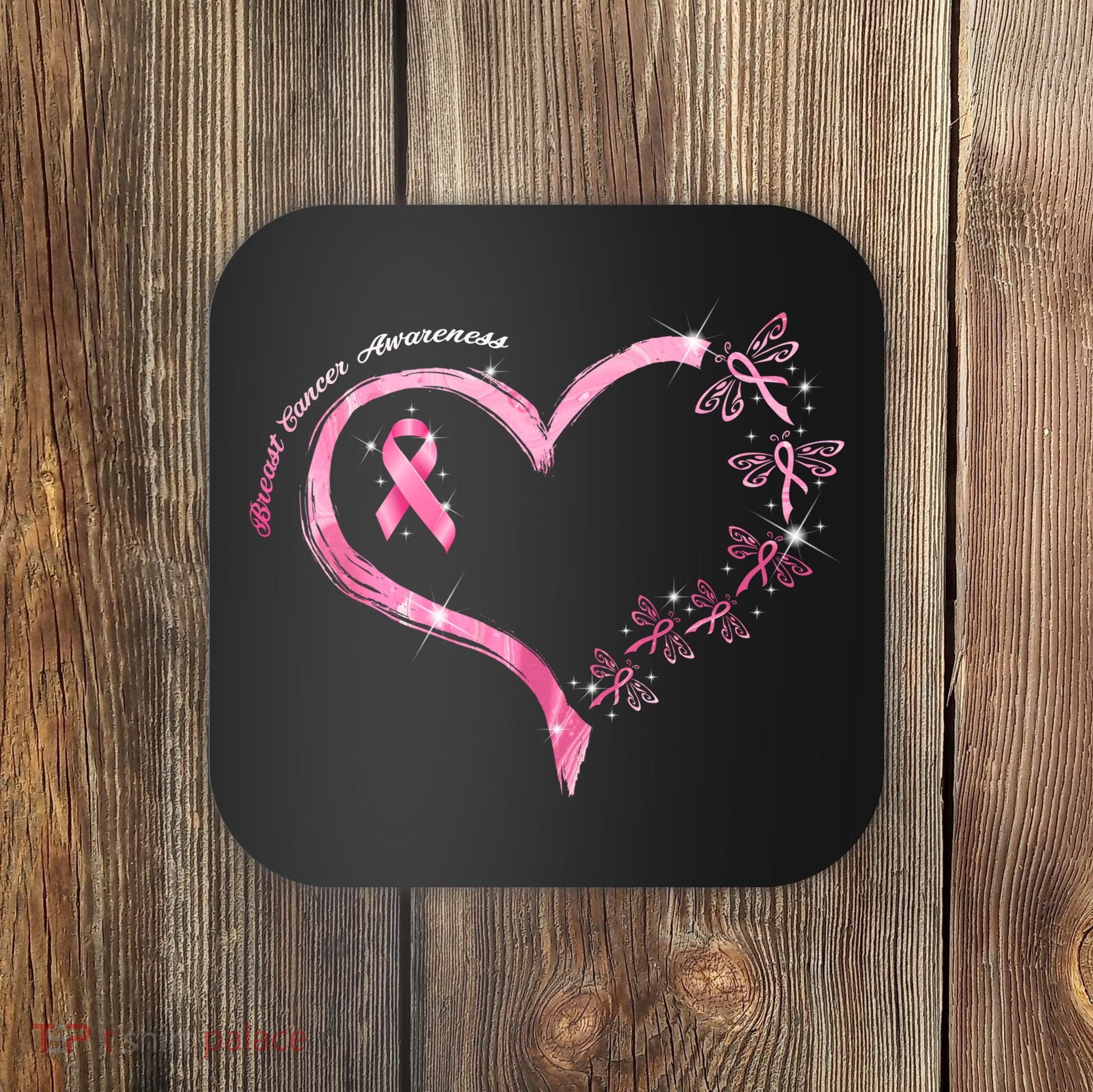 Breast Cancer Awareness Butterfly Simple Logo Coaster