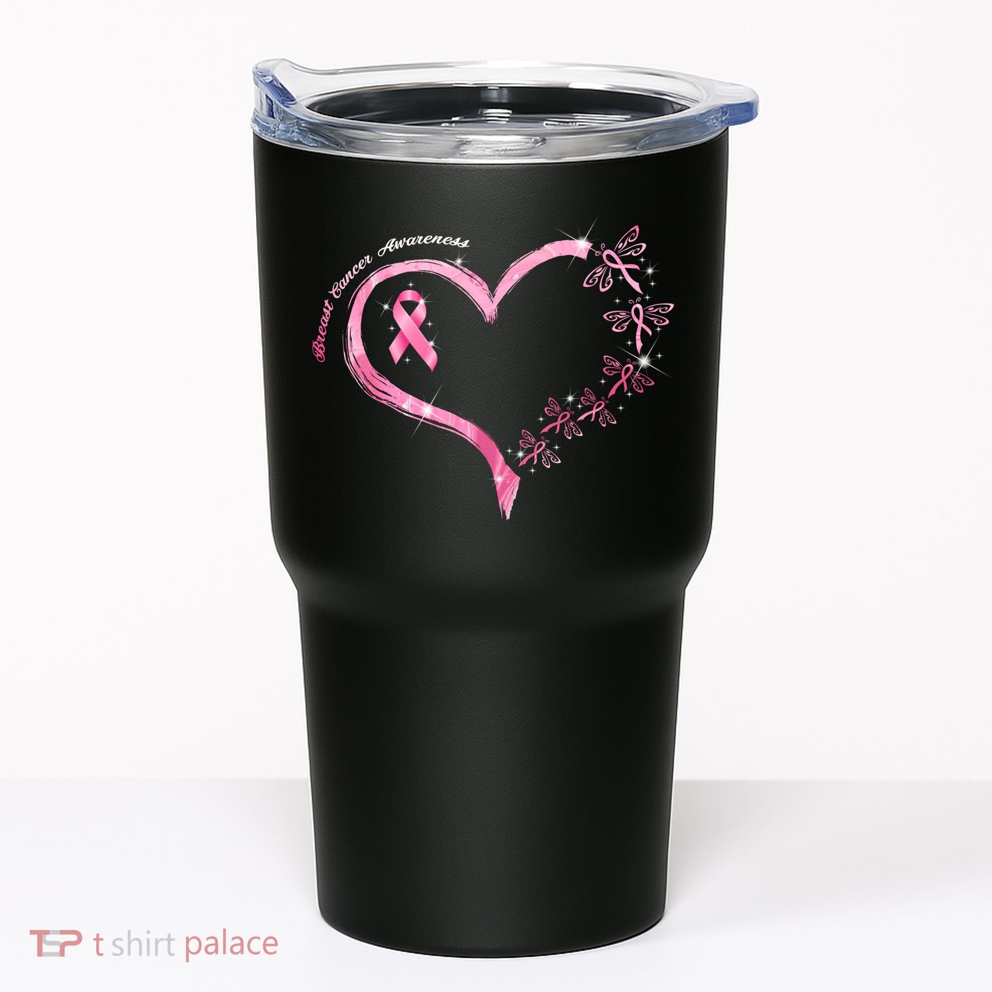Breast Cancer Awareness Butterfly Simple Logo Tumbler