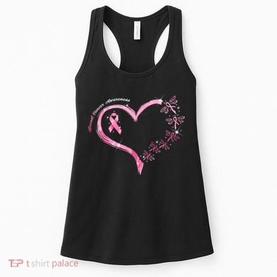 Breast Cancer Awareness Butterfly Simple Logo Women's Tank Top