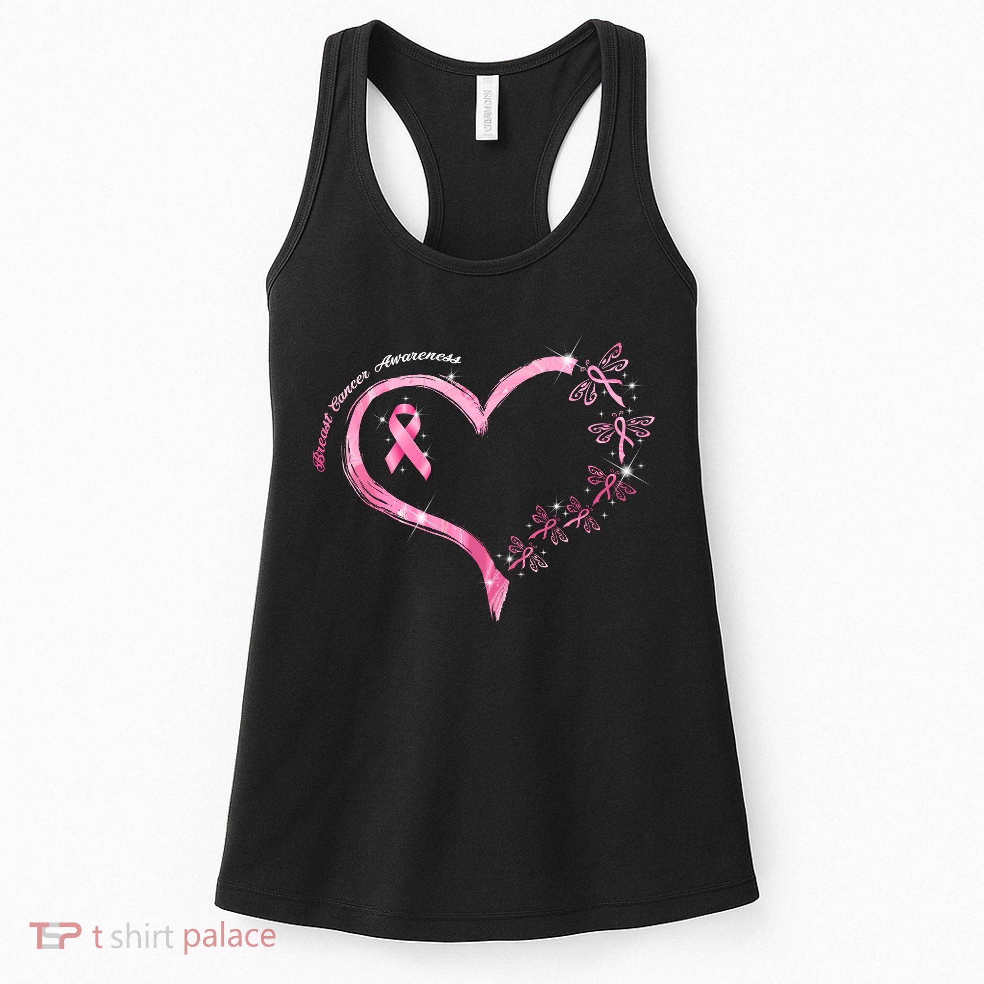 Breast Cancer Awareness Butterfly Simple Logo Women's Tank Top