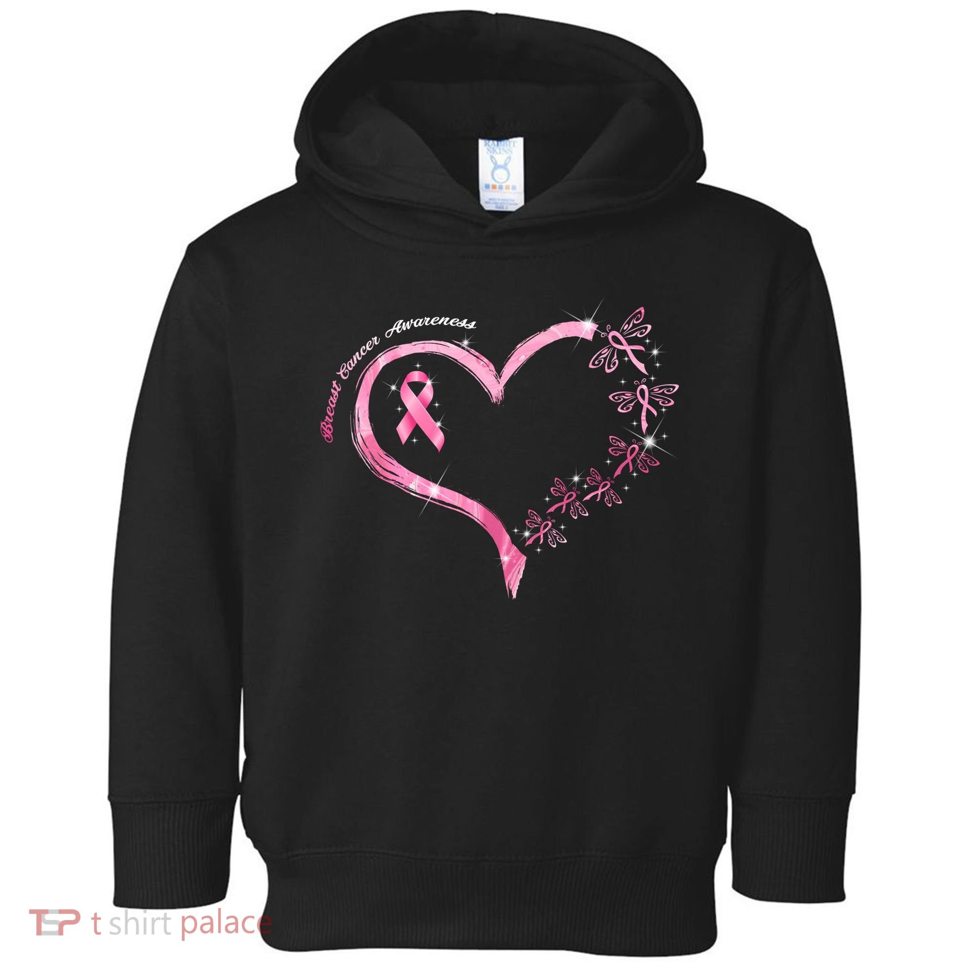 Breast Cancer Awareness Butterfly Simple Logo Toddler Hoodie