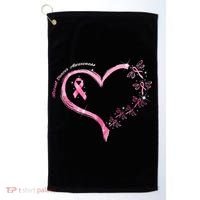 Breast Cancer Awareness Butterfly Simple Logo Golf Towel thumb 0
