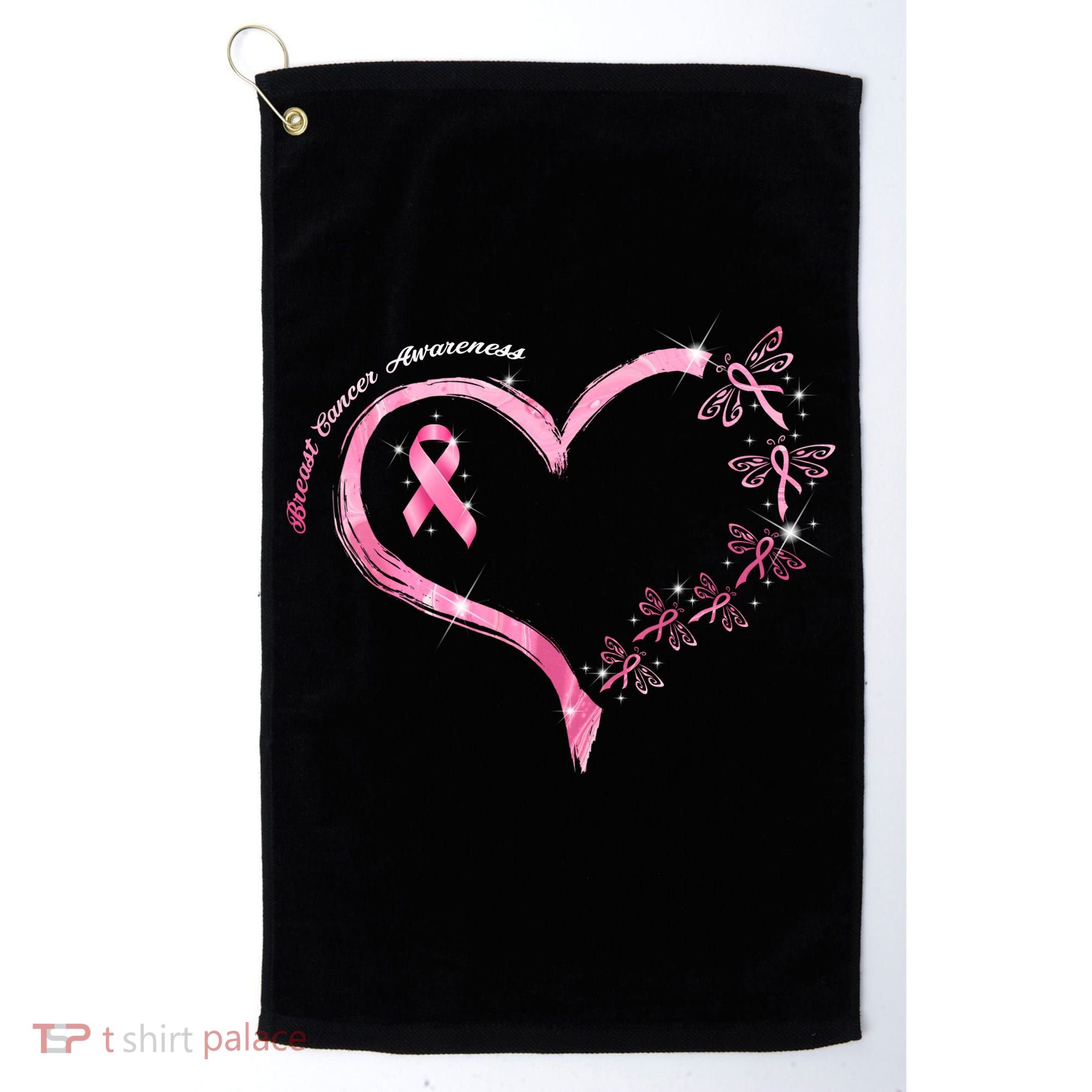Breast Cancer Awareness Butterfly Simple Logo Golf Towel