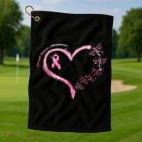 Breast Cancer Awareness Butterfly Simple Logo Golf Towel thumb 1