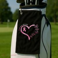 Breast Cancer Awareness Butterfly Simple Logo Golf Towel thumb 2