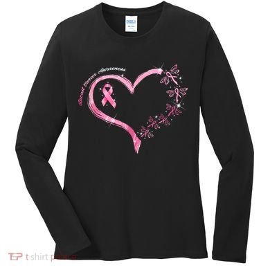 Breast Cancer Awareness Butterfly Simple Logo Women's Long Sleeve Shirt