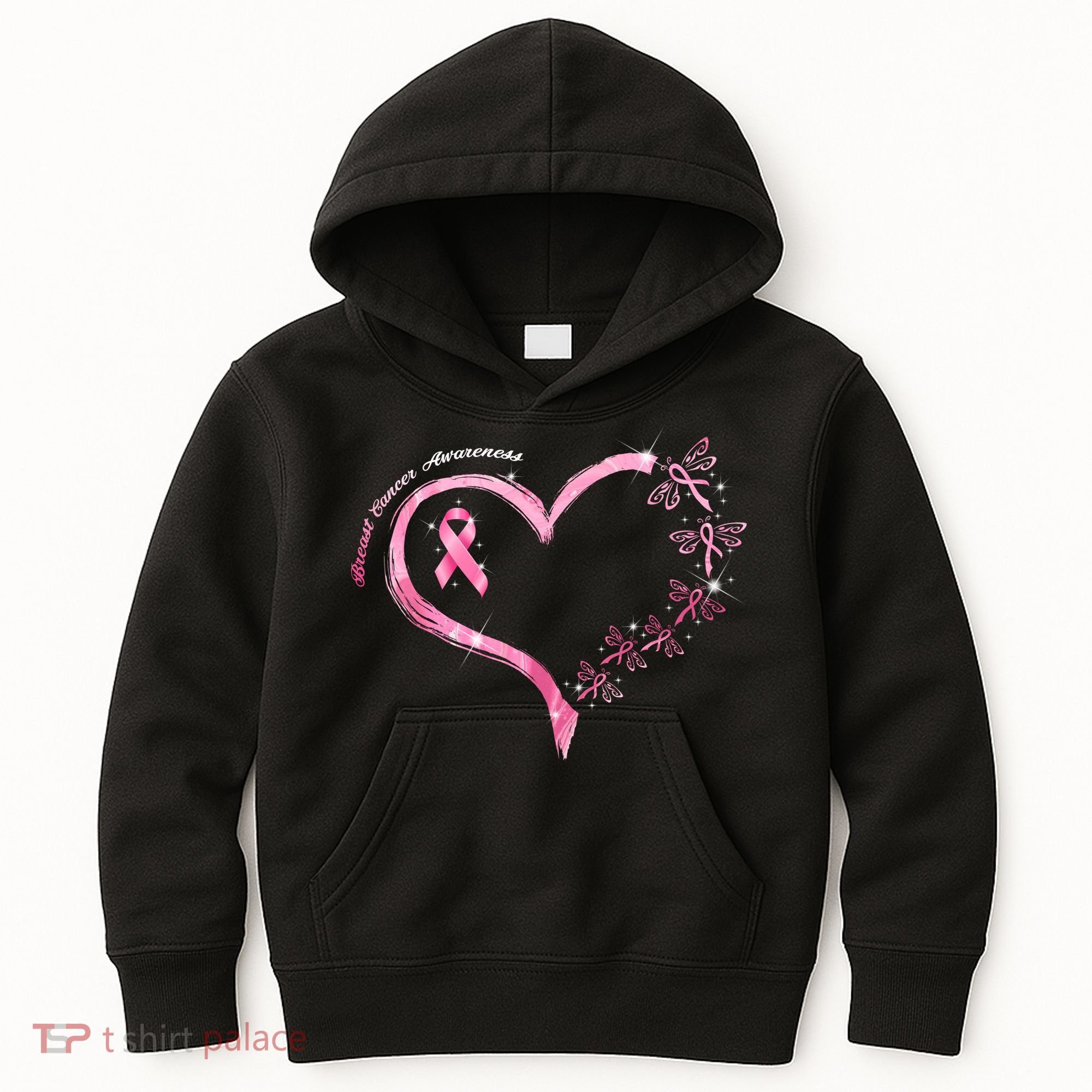Breast Cancer Awareness Butterfly Simple Logo Kids Hoodie